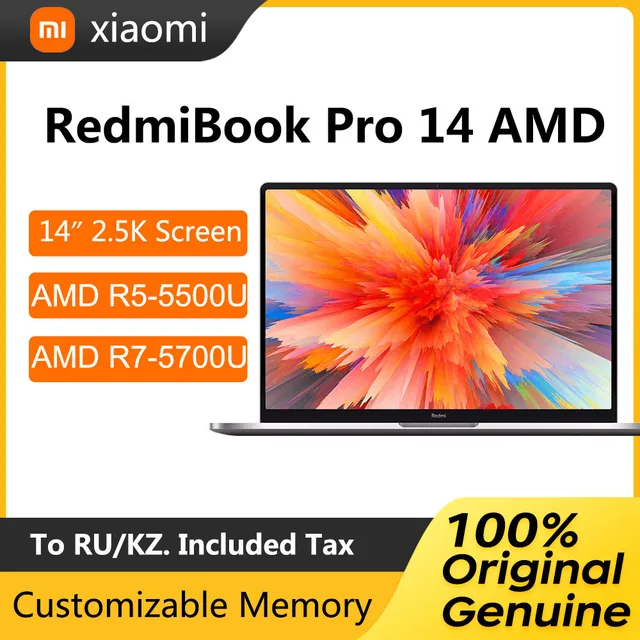 Xiaomi RedmiBook Pro 14 Laptop 14 Inch 2.5K Display Screen AMD Ryzen R5-5500U R7-5700U 16GB 512GB AMD Radeon Graphics Notebook 1