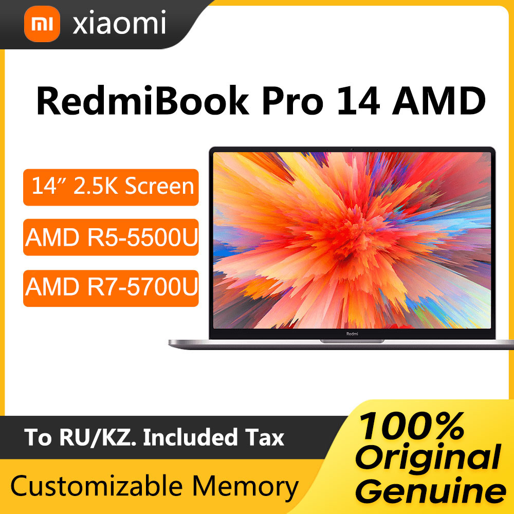 Xiaomi RedmiBook Pro 14 Laptop 14 Inch 2.5K Display Screen AMD Ryzen R5-5500U R7-5700U 16GB 512GB AMD Radeon Graphics Notebook
