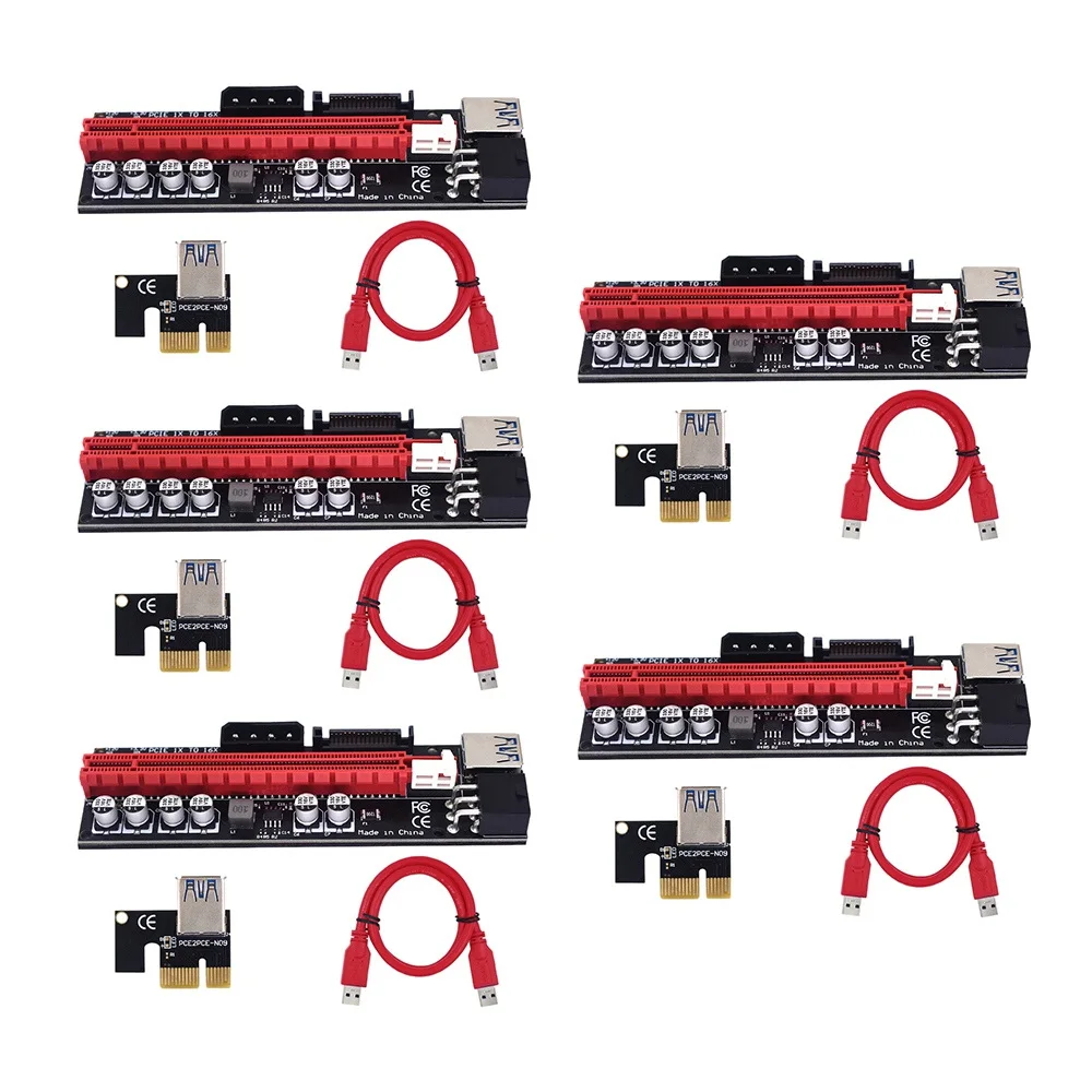 

5 шт., карта расширения 009S Plus, PCI-E 1X до 16X USB3.0