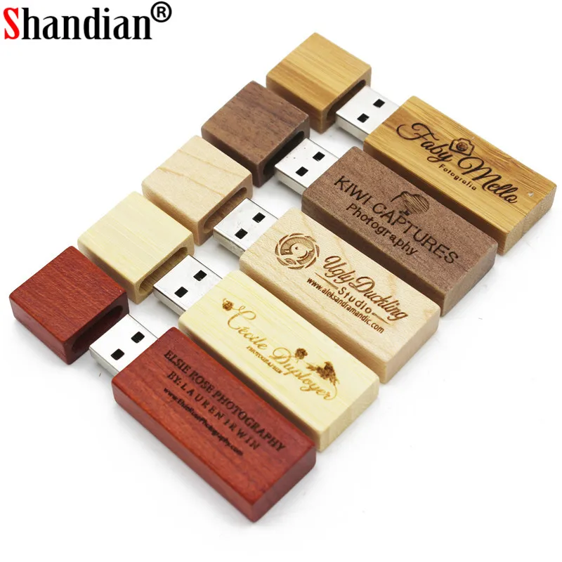 Shandian Maple Wood Usb 2.0 Flash Drive 4Gb 8Gb 16Gb 32Gb 64Gb Logo Personalizzato Gratuito Pen Drive Fotografia Regalo Memory Stick