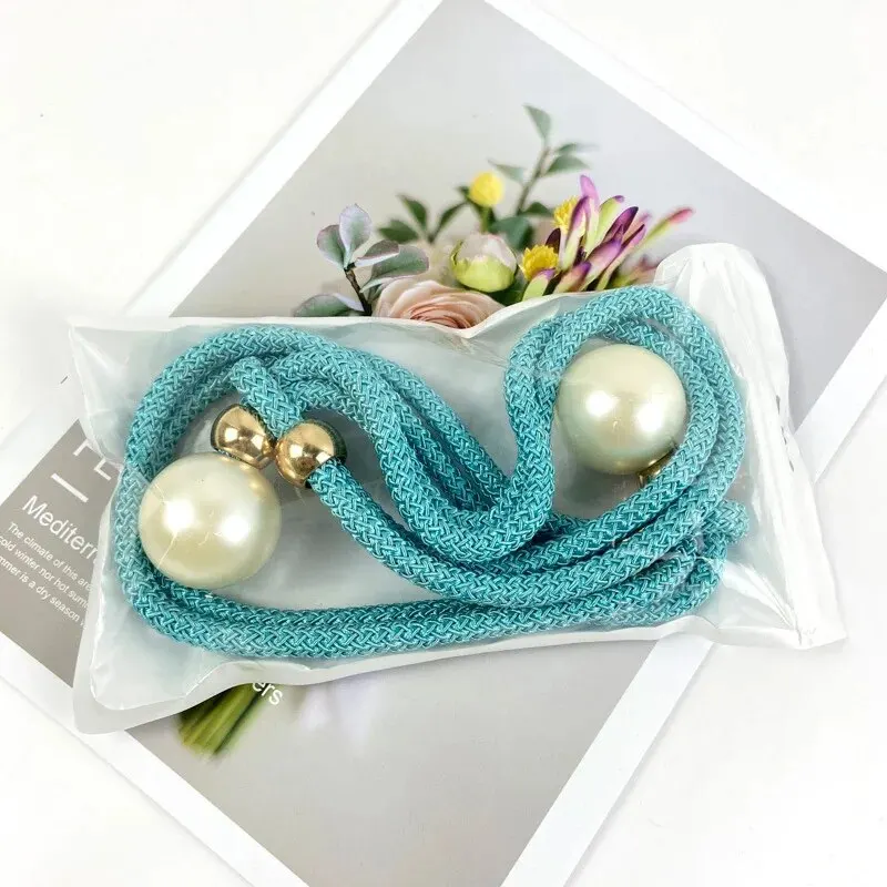 Curtain Tiebacks Pearl Ball Buckle Curtain Home Decor Curtain Weave Clips Rope Straps Holder Window Treatment Accessory