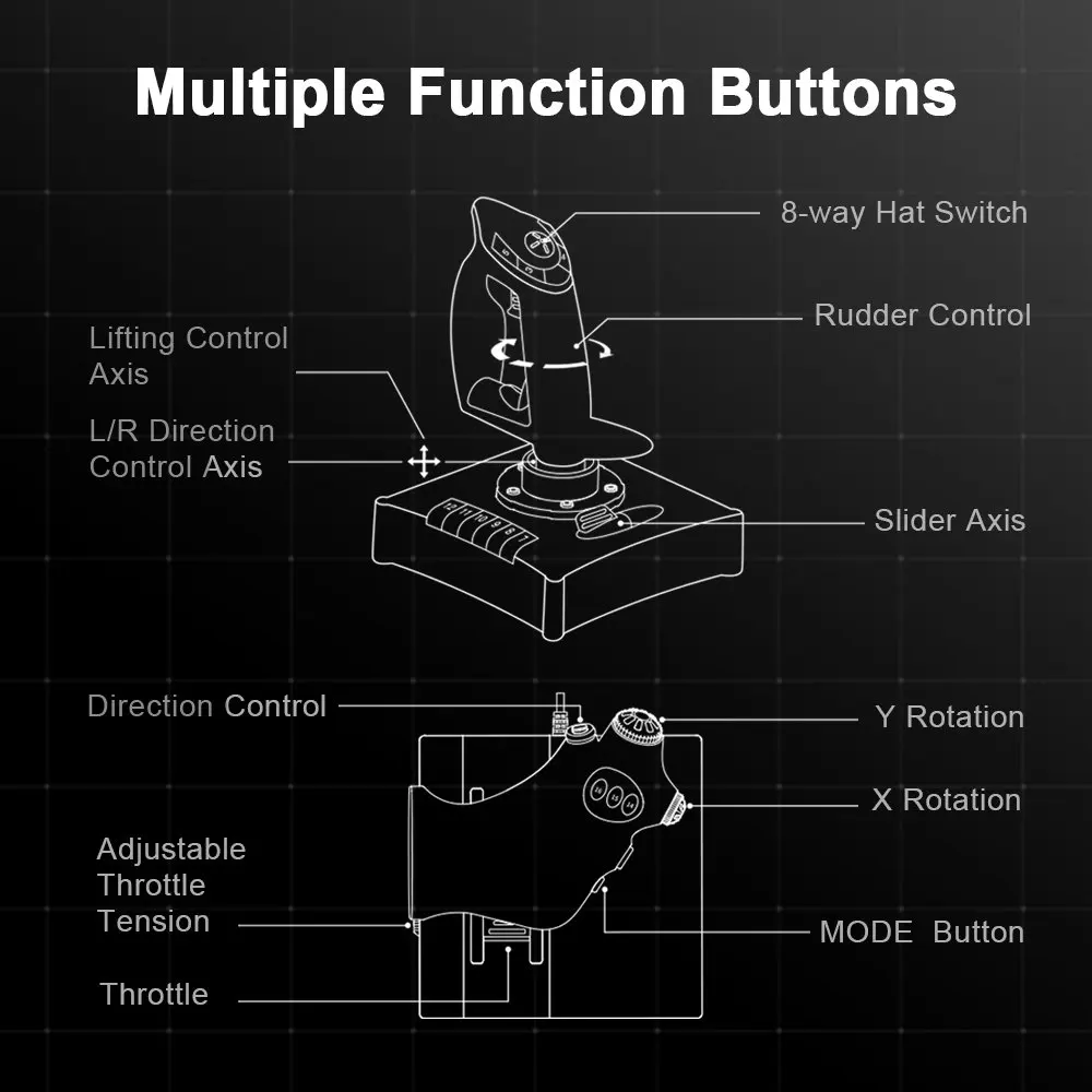 PXN-2119 PRO Flight Simulator Gamepad Vibration Controller Joystick  Controller for PC PS4 Xbox One Flight Joystick - AliExpress