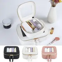 Tsa Approved Cosmetic Bag Waterproof Faux Leather Transparent Cosmetic Bag with Dual Zipper Closure for Outdoor Business Travel 2
