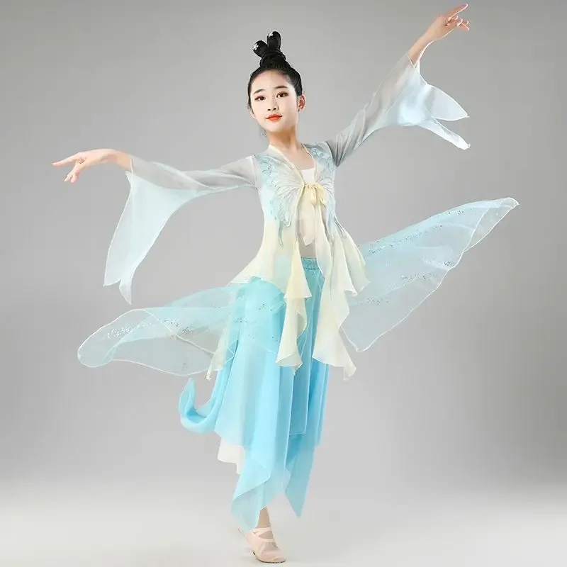 

Hanfu Classical Dance Costumes Traditional Elegant Chinese Fan Dance Dress Kids Yangko Dancewear Folk Umbrella Dance Clothes