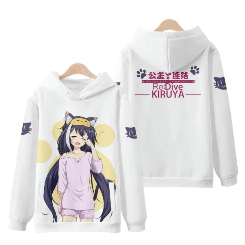 Princess connect re diving kawaii cute 3d hoodies sweaters anime game men's women long sleeve hooded harajuku hooded pullover