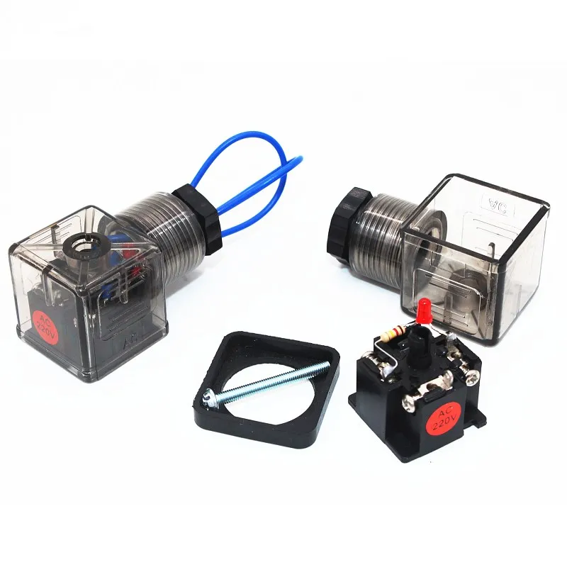 

10PCS DIN Connector Box With Screw And Gasket Solenoids Coil Connector Led Indicator for AC voltage Tape line