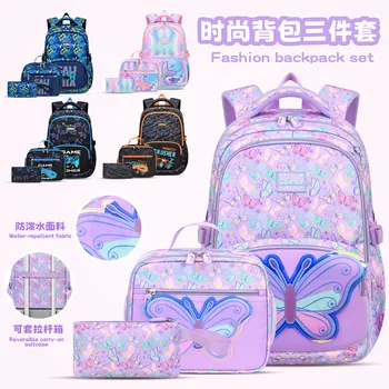 3 Pcs Kids School Backpcak Children School Bags Set Girls Primary Backpack with Lunch Bag Schoolbag Book Bag Kids Mochilas 1