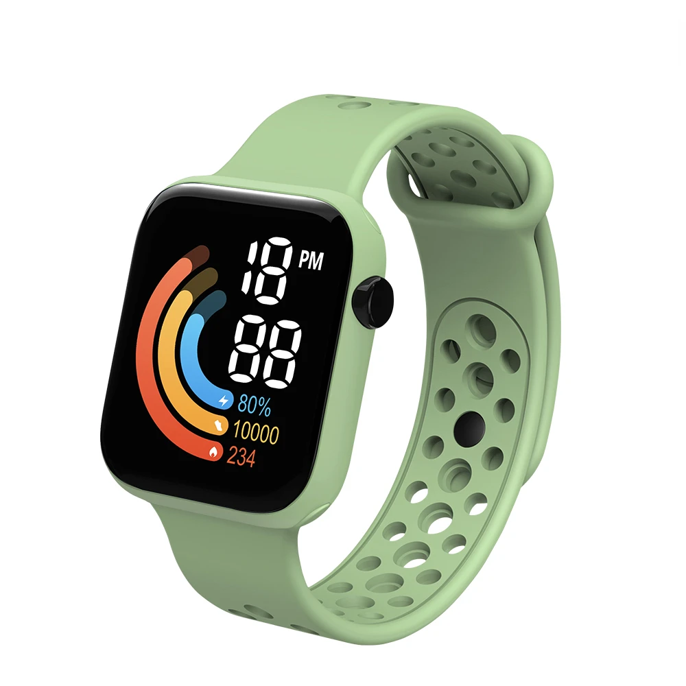 2023 children's watch boys and girls sports LED monochrome silicone watch band children's watch