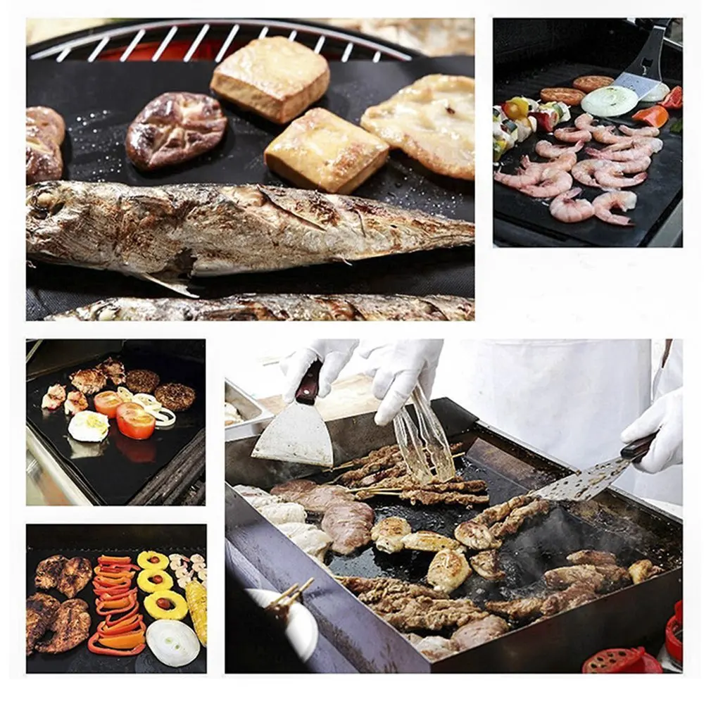 Barbecue Grill Mat Herbruikbare Non-stick Bbq Koken Bakken Matten Covers Sheet Folie Bbq Liner Tool 33*40cm 0.2Mm Dik