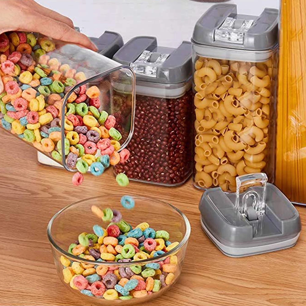 【Lifeideas】7Pcs Airtight Food Storage Containers with Clasp Lids Plastic Clear Jars with Easy Lock Lid Kitchen Pantry Organize