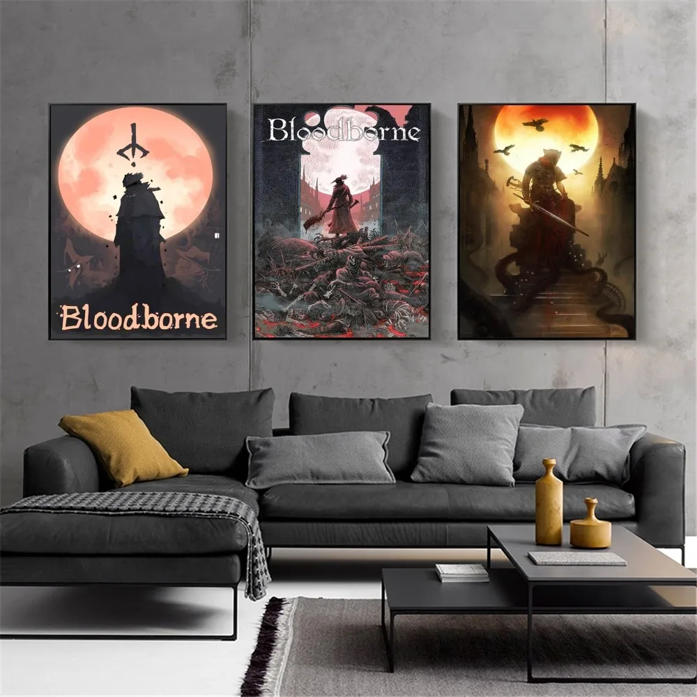 Bloodborne Videogioco Kraft Club Bar Paper Vintage Poster Wall Art Painting Camera Da Letto Studio Big Szie Wall Painting Stickers