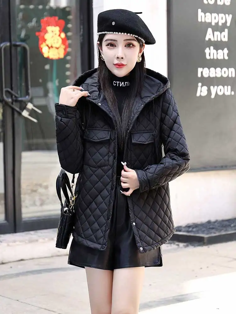 MEILLY DOLPHIN Winter Cotton Padded Hooded Down Snow Parkas Warm Windbreaker Puffer Jacket Loose Outwear Female Zipper Clothes
