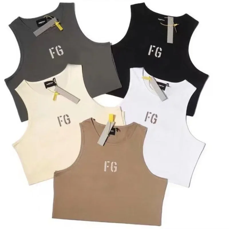 

Essentials Men's Double Thread FG Printed Letter Tank Top Designer Brand Trend High Street Casual Top Women's Underlay T-shirt