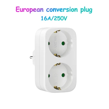 1/2pcs Double Plug Socket adapter 4000W Portable Wall Plate Sockets EU standard 2 AC outlets white European conversion plug 1