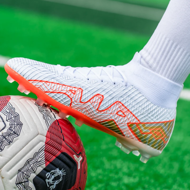 High Quality Men's High-Top Soccer Shoes FG/TF Breathable Wear-Resistant Training Football Boots Anti-Skid Kid Outdoor Sneakers