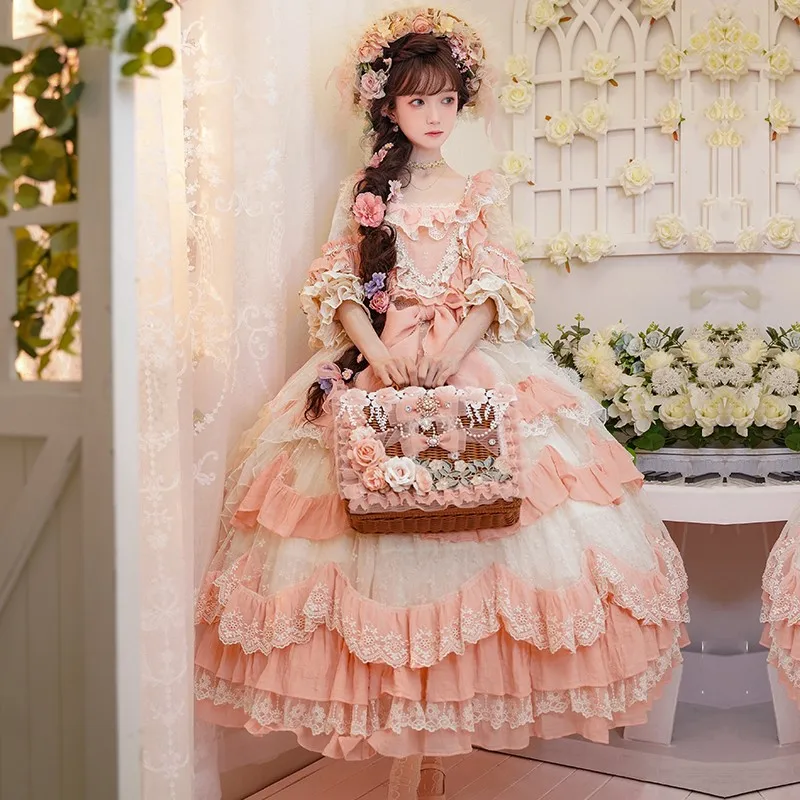 

Light Flower Wedding Dress Room Garden Pastoral Style Skirt Girl Short Sleeve