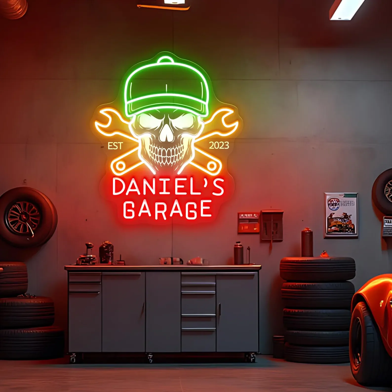 Custom Name Garage Neon Sign, Personalized Garage Led Sign, Man Cave Decor, Workshop Car Sign, Gift for Him, Gift for Dad, Garag image 6