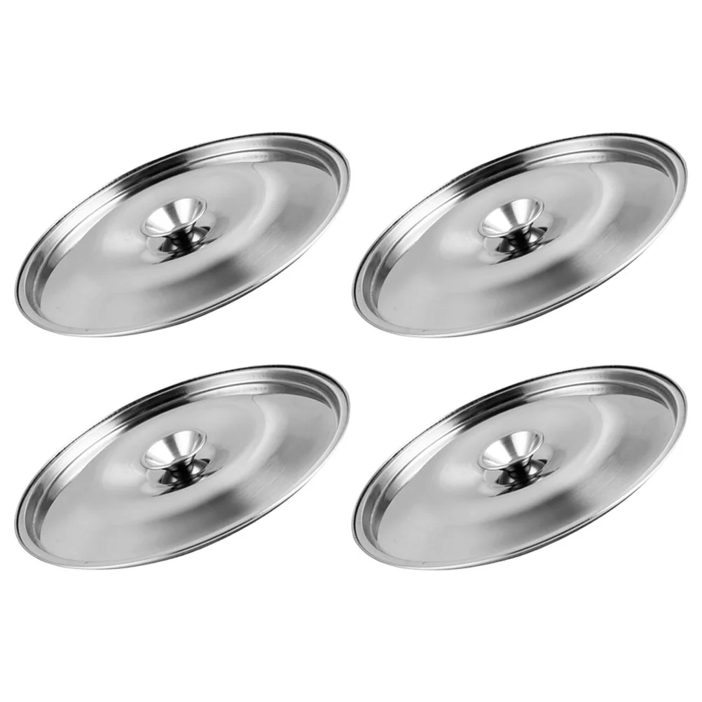 4 Pcs Stainless Steel Sauce Jar Covers Universal Pan Lid Oil Pot Lids Kitchen Cookware Parts Seasoning Containers Spice Jars