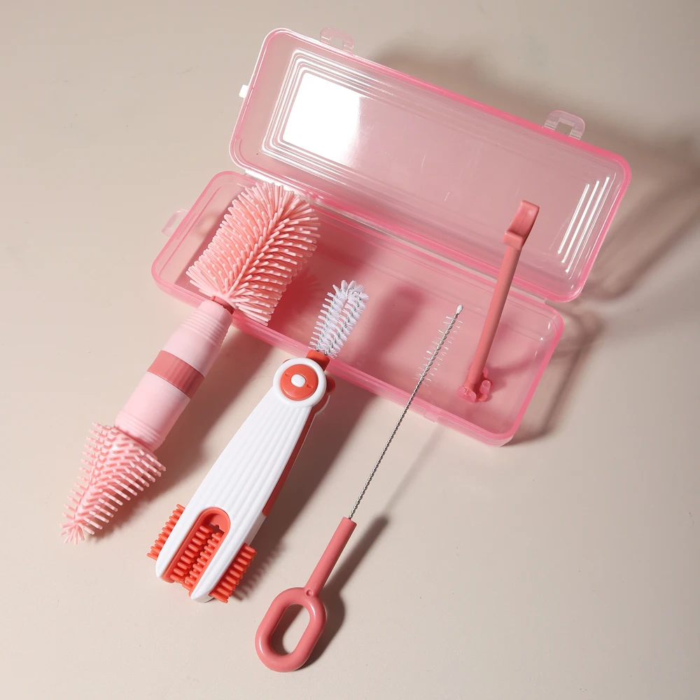 مجموعة تنظيف زجاجات الأطفال 4 في واحد، فرشاة لهاية...