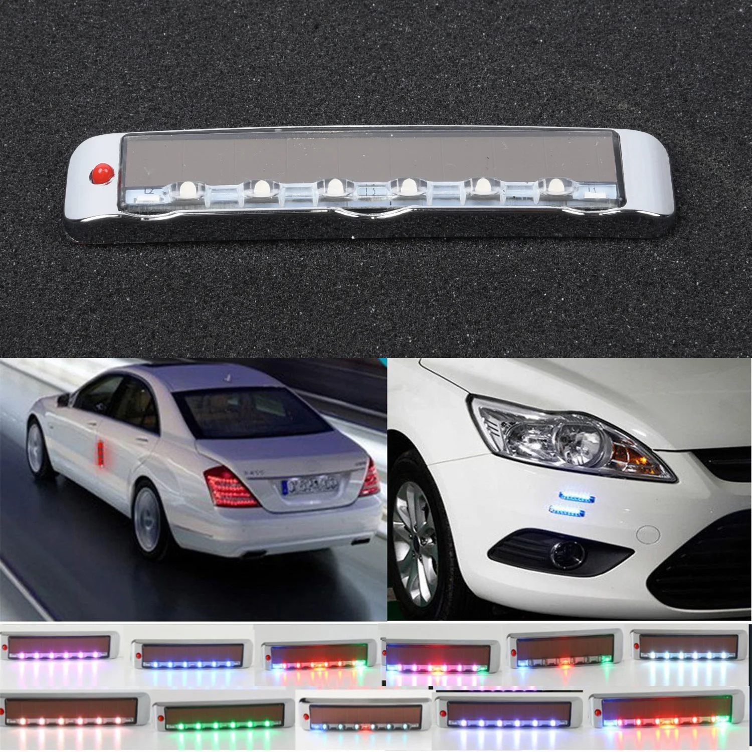 Parts LED Strobe Blinker Useful Accessories Durable 100*18*7.8mm Wireless 7 Colors Power Solar Turn Auto Colorful