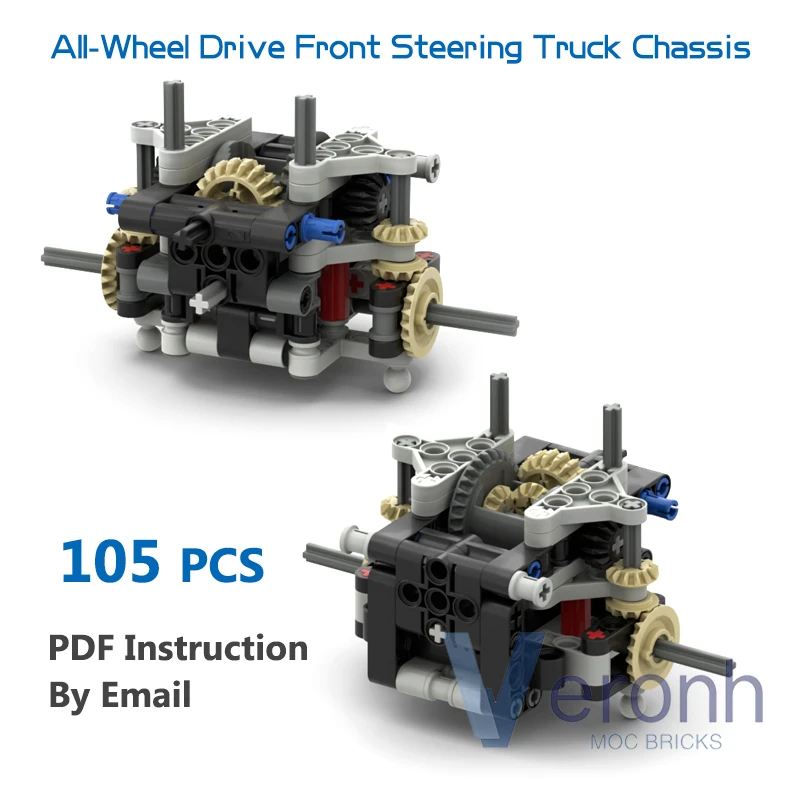 Technical Truck All Wheel Drive Front Steering Chassis Building Blocks