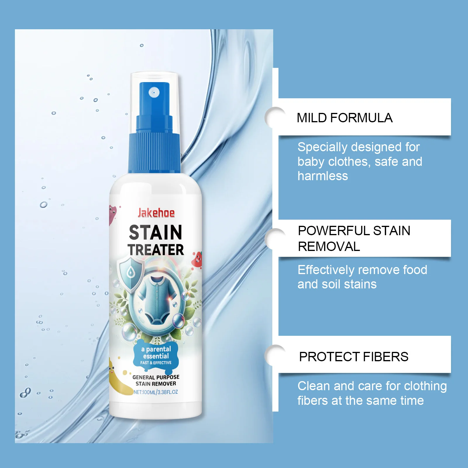 Clothes Stain Remover Liquid Detergent Removes Stains And Mildew Fabric Cleaning Solution Non-Toxic For Baby Adults Clothes