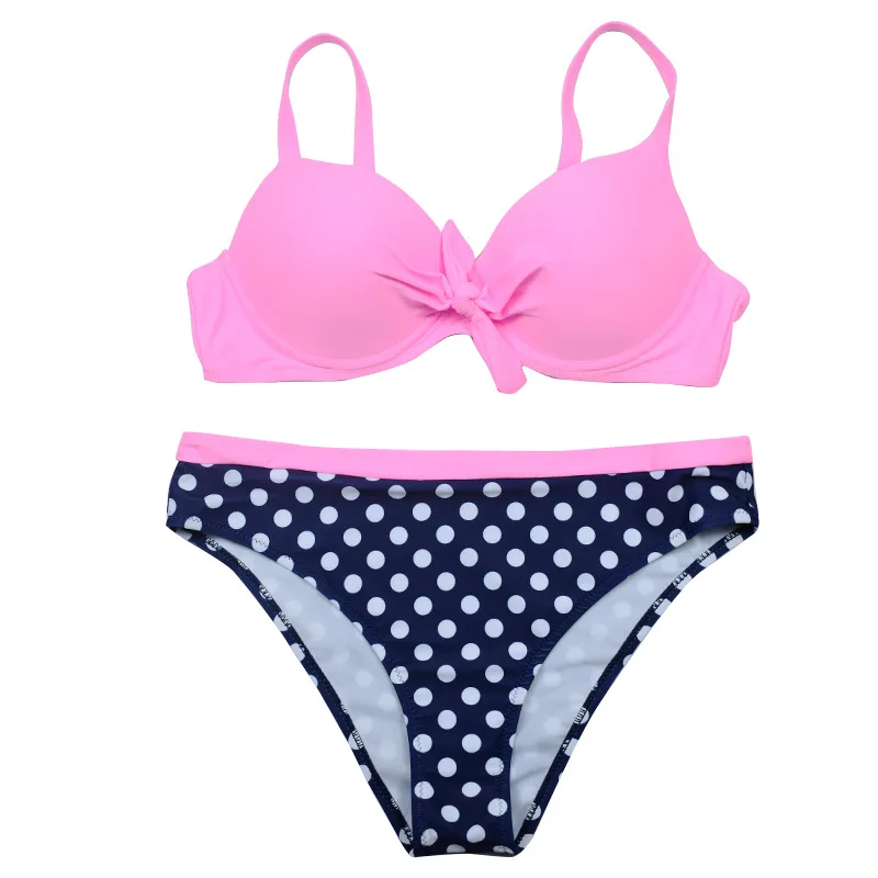 Polka Dot Triangle Split Bikini Swimsuit Plus Size