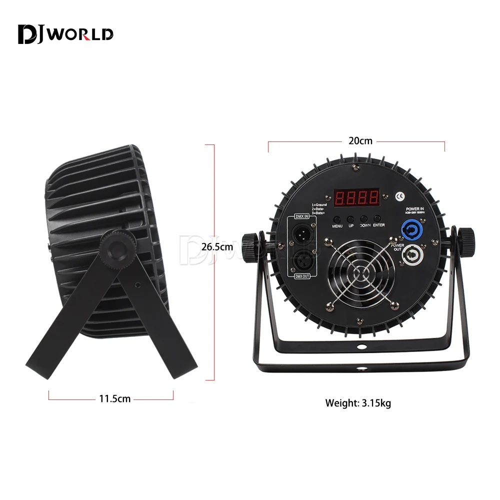 LED Par Light 18x18W Aluminum RGBWA UV 6in1 Flat Par Light DMX512 Professional Stage Lighting Equipment for Disco DJ Party Bar