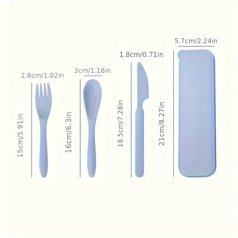 3In1 Portable Cutlery Set Reusable Home Travel Utensil Set Fork Spoon Knife with Box Dinnerware Picnic Camping Tableware
