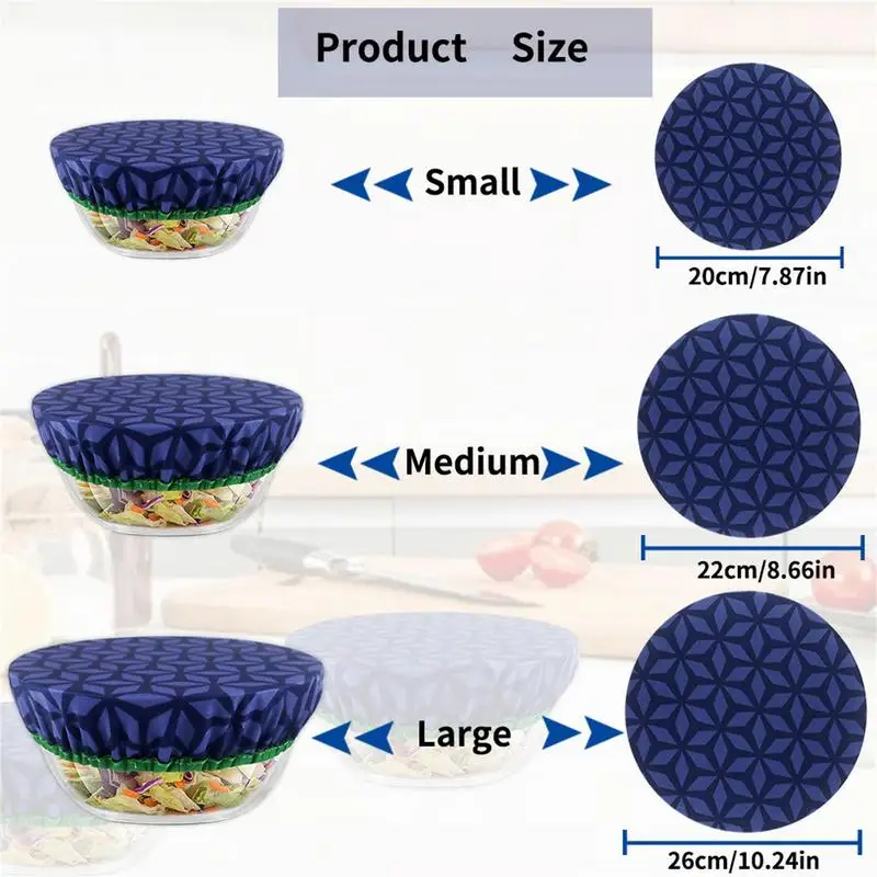 Bowl Covers Set Elastic Food Storage Covers 3 Reusable Fabric Bowl Lids For Food Storage Container Kitchen Supplies food cover kitchen utensils kitchen supplies fresh keeping cover preservation cover bowl cover