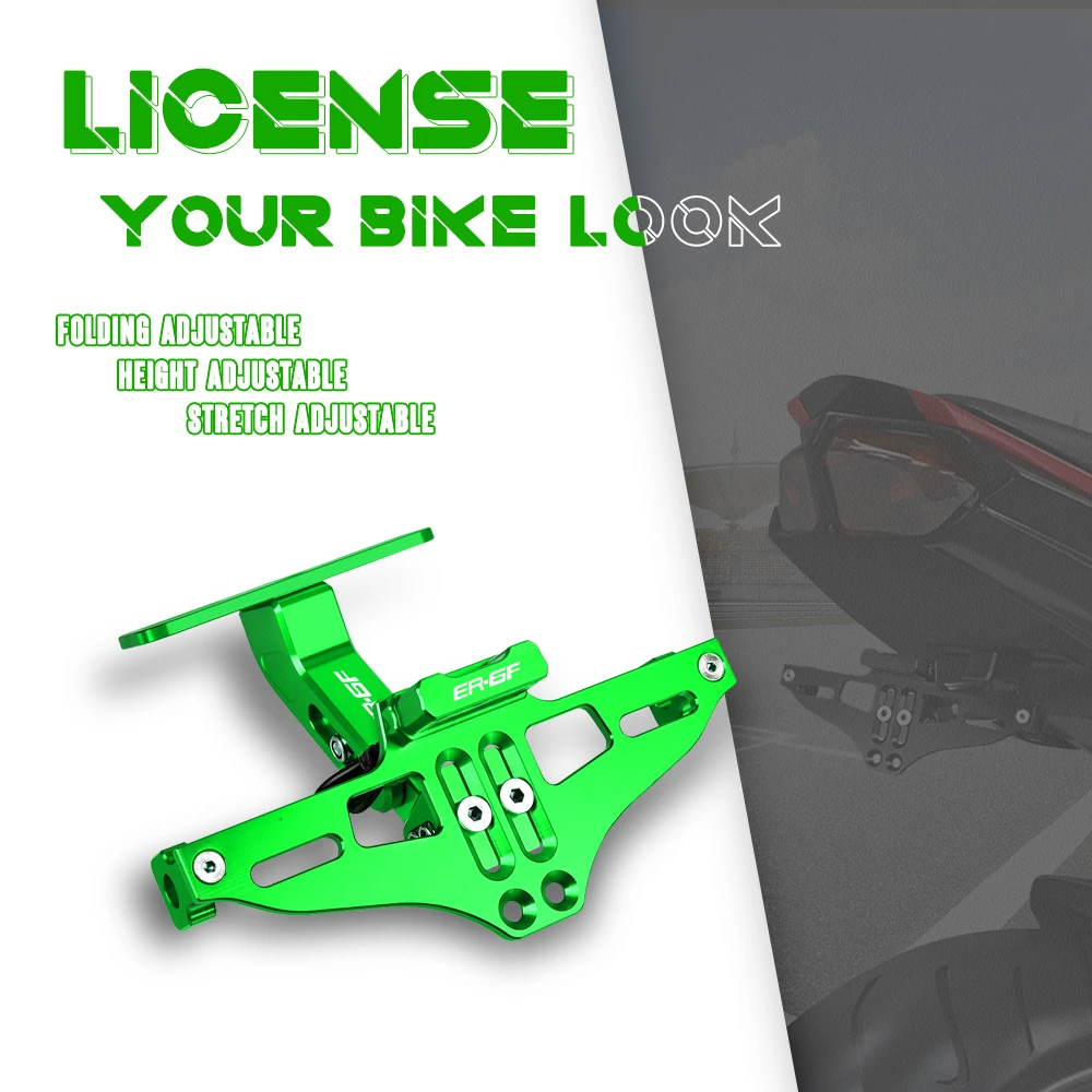 

Motorcycle License Plate Bracket Holder with LED Light Indicator For Kawasaki ER6F ER 6F ER-6F er6f 2008-2023 2016 2017 2018