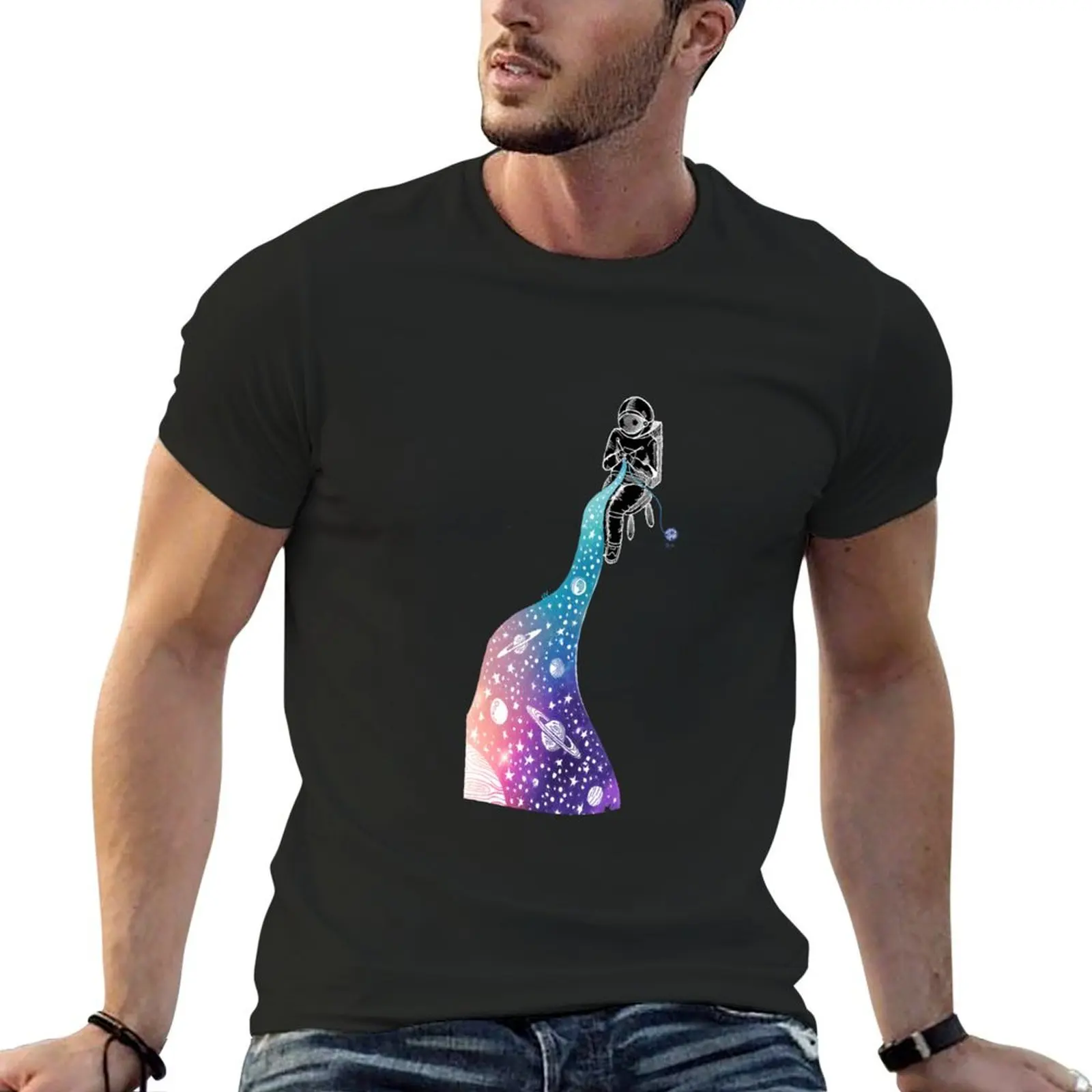 

RAINBOW GALAXY SPACE KNIT T-shirt anime clothes plain new edition quick-drying slim fit t shirts for men
