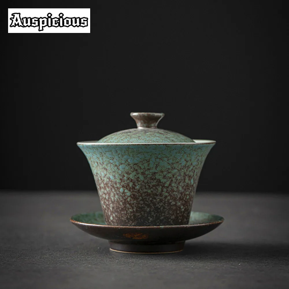 201ml Kiln Fambe Gaiwan Zen Sopera Ceramic Soupers with Lids Tea Tureen Household Tea Maker Cover Bowl Chinese Set Craft