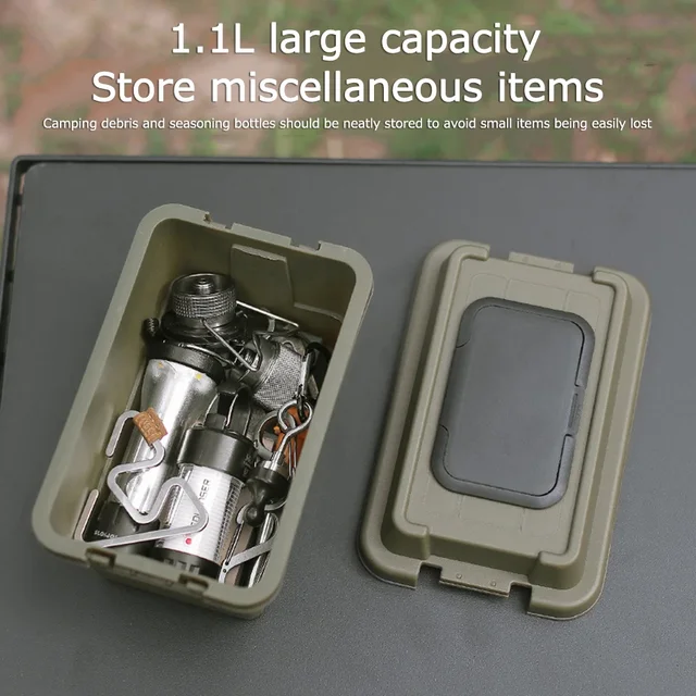 Outdoor Tissue Case Desktop Napkin Paper Storage Box Portable 1.1L Camping Picnic Seasoning Bottle Organizer Sundries Bucket 5