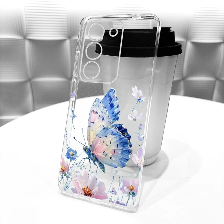 Floral Bow Bumper Soft Silicone Clear Phone Case Cover
