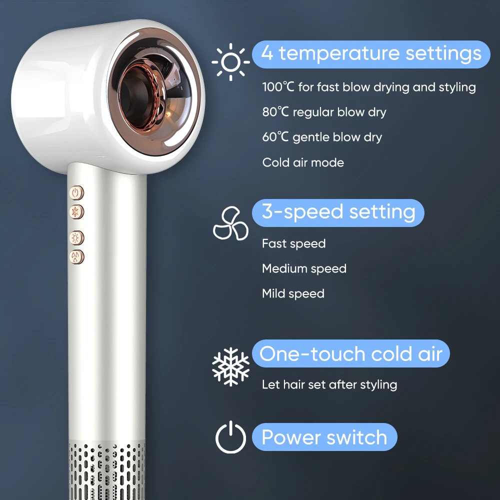 2000W Leafless Hair Dryers Professional Blow Dryer Negative Ions Hair Dryer Home Appliance Salon Style Styling Tools