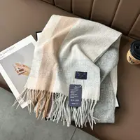 2025 осенне-зимний классический клетчатый модный шарф с принтом для пар, теплый шарф с текстурой австралийской искусственной шерсти — изображение 4