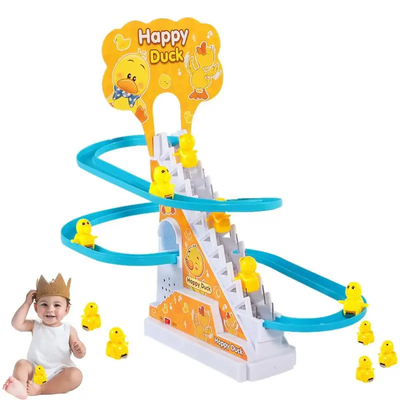 

Climbing Toys Small Ducks Climb Toy Climb Stairs Roller Coaster Toy Electric Track Indoor Toy With Flashing Lights Children Gift