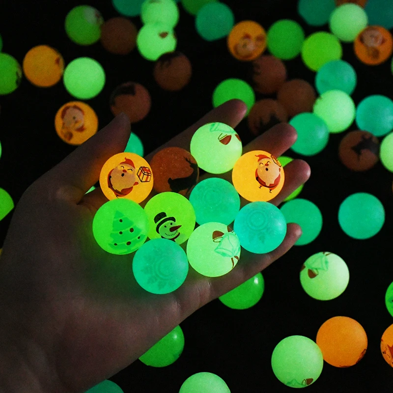 10/20/50 Stück Weihnachten Glow in The Dark Hüpfbälle Strumpffüller Spielzeug Kinder Geburtstag Party Spiel Geschenke Gummi Hüpfball – Detail 8