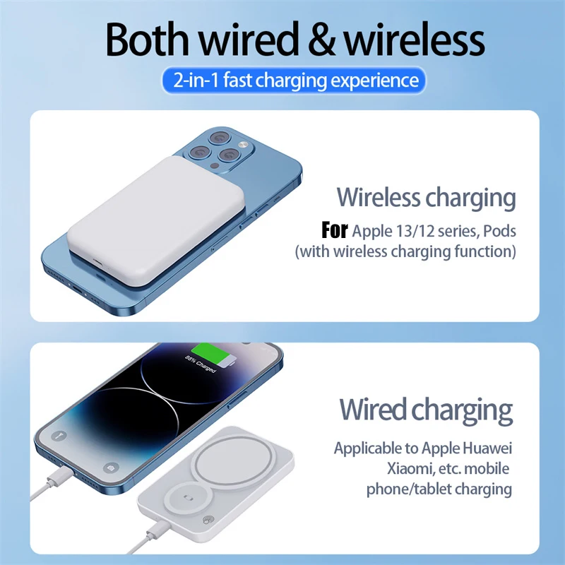 3 in 1 Macsafe Power Bank Magnetic Wireless Powerbank For iphone Airpods Pro Apple Watch External Auxiliary Spare Battery Pack