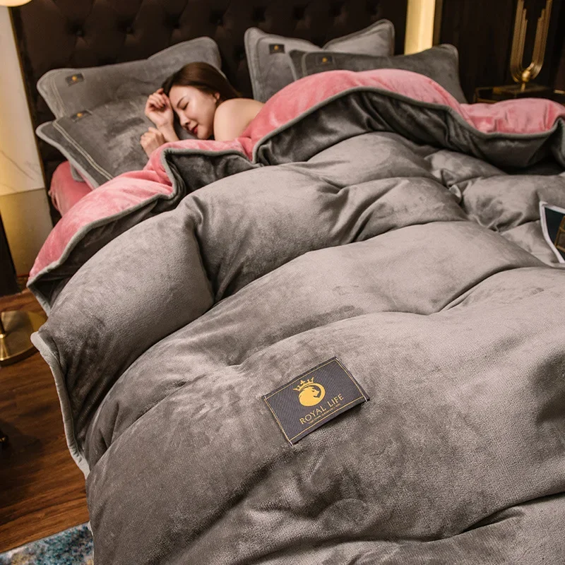 

Winter Warm Plush Bedding Set 3/4 Pc King Size Duvet Cover Suit Bedspreads Pillowcases Bed Comforter Quilt Cover Set Bed Sheet