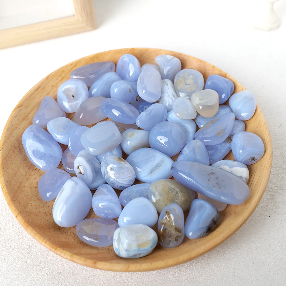 50G/bag Natural Healing Tumble Blue chalcedony Gravel Stone Reiki Crystals for Yoga Energy Beginners Craft Home Decor Decorative Stones,Tumbled Stones,Healing Stones