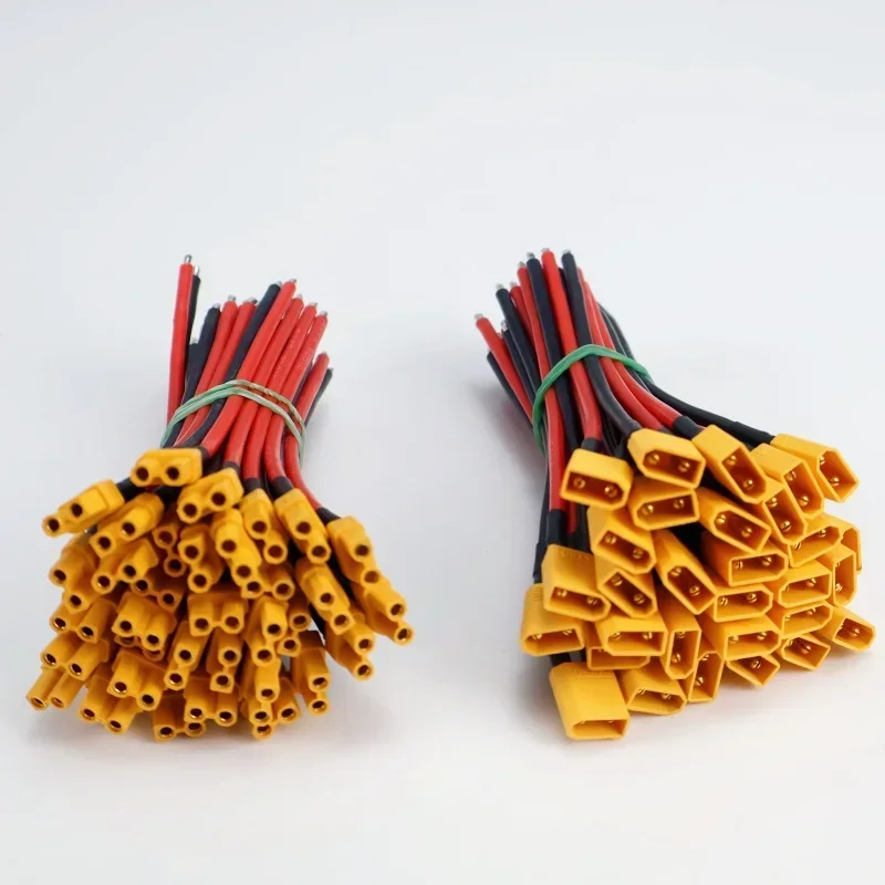 Conjunto de plugue de conector macho e fêmea XT30 com fio de silicone 16AWG para drones FPV RC Lipo conexões de bateria de asa fixa