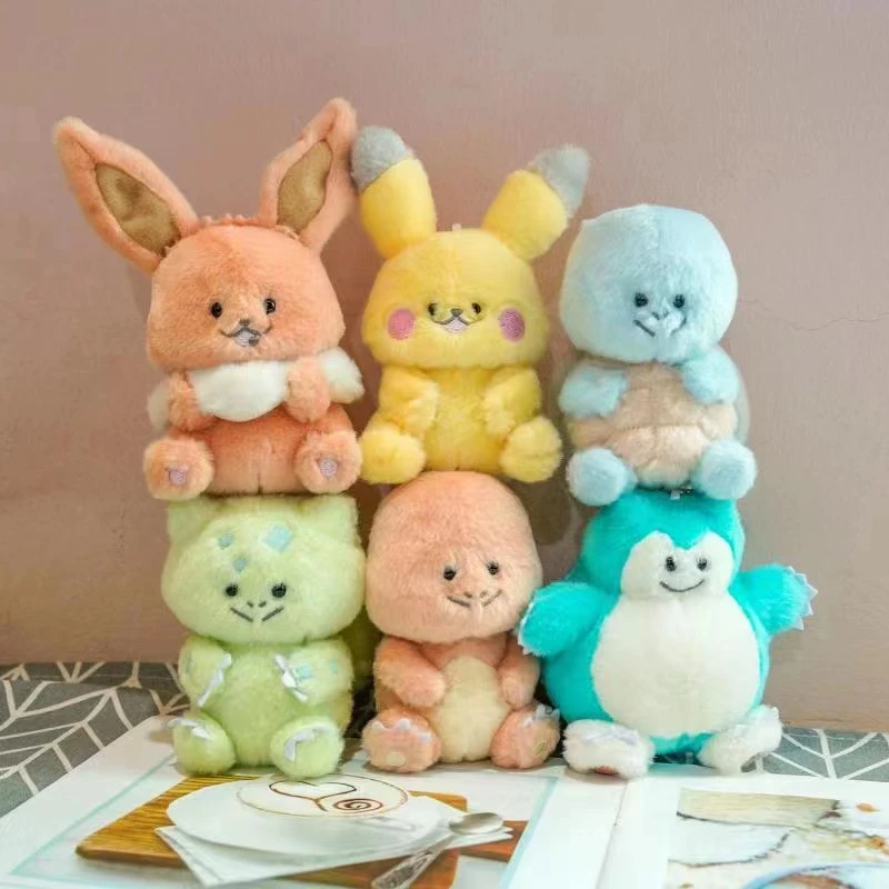 

13cm Pokemon PC Bulbasaur Eevee Charmander Pikachu Snorlax Stuffed Plush Kawaii Pendant Cartoon Anime Pocket Monster Toy Gift