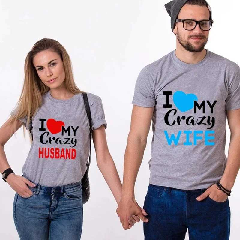 

I Love My Wife Husband T Shirt Women Men Couple T-shirt Lovers Tshirt Short Sleeve O-Neck Summer Funny Graphic Tops Tee cotton