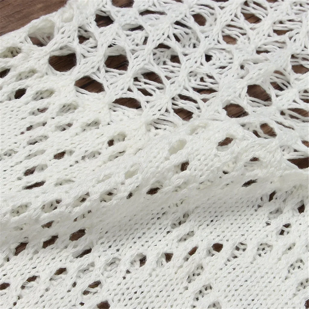 2023 Women Crochet Cover Up Bikini Swimwear Knit Hollow Out Beach Dress Swimsuit Solid Perspective Tunic Kaftan Sexy Pareo Beach
