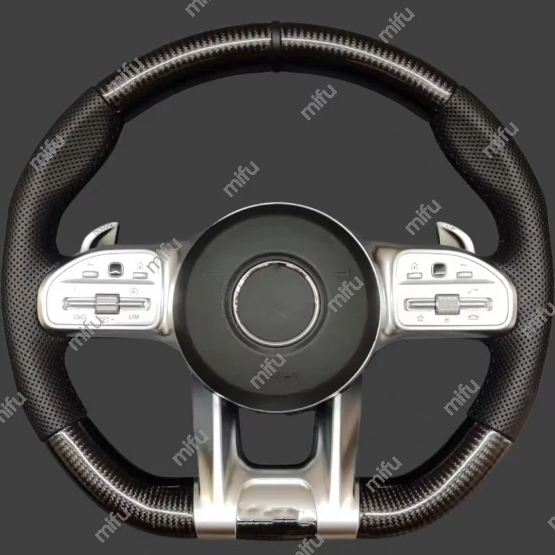 메르세데스 AMG 카본 파이버 A180 A200 B200 B220 C200 C260 E300 E200 GLA GLB GLC GLE GLK300 가죽 스티어링 휠