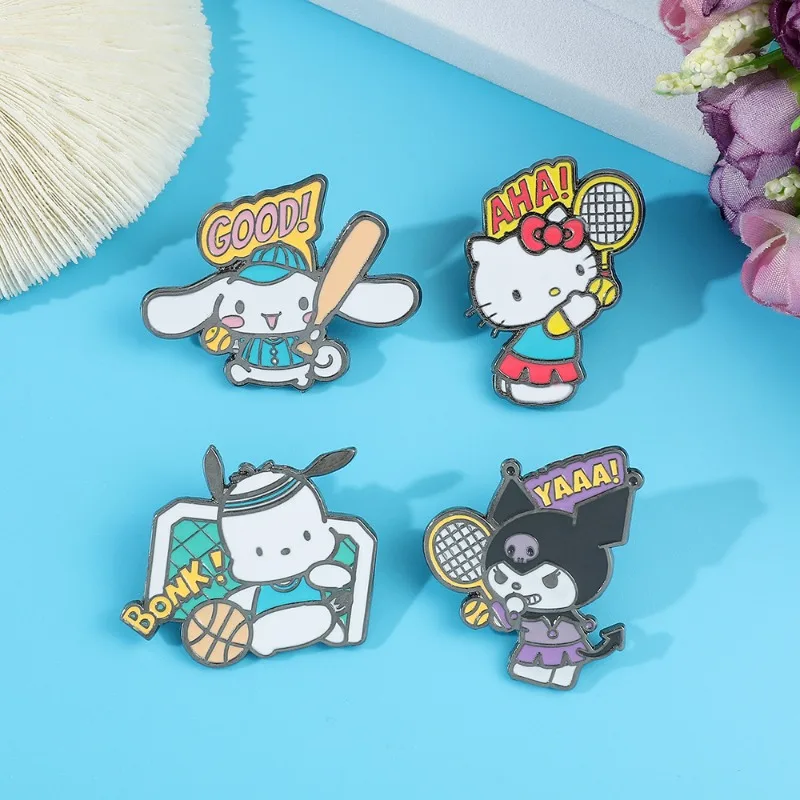 

Sanrio Hello Kitty Broochs Anime Action Figures Kuromi Cinnamoroll My Melody Clothings Backpack Decoration Models Children Gifts