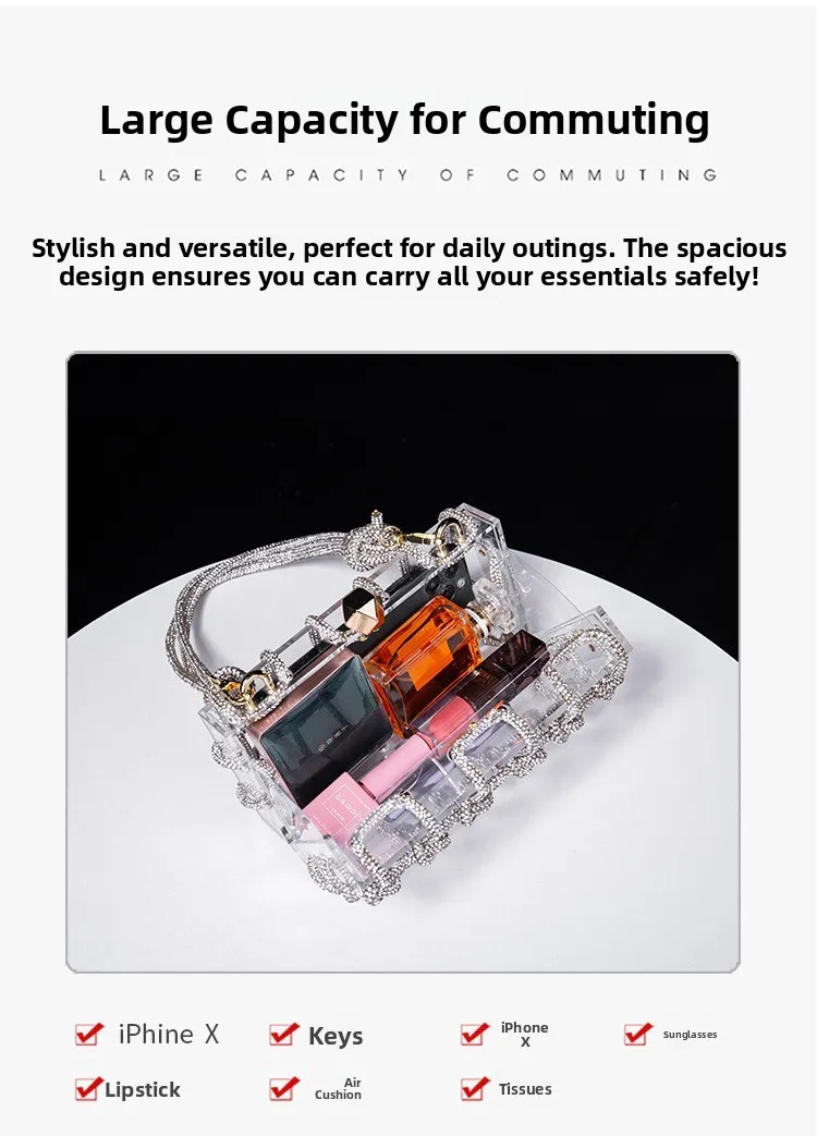 Acrylic Box Bag Diamond Embellishment