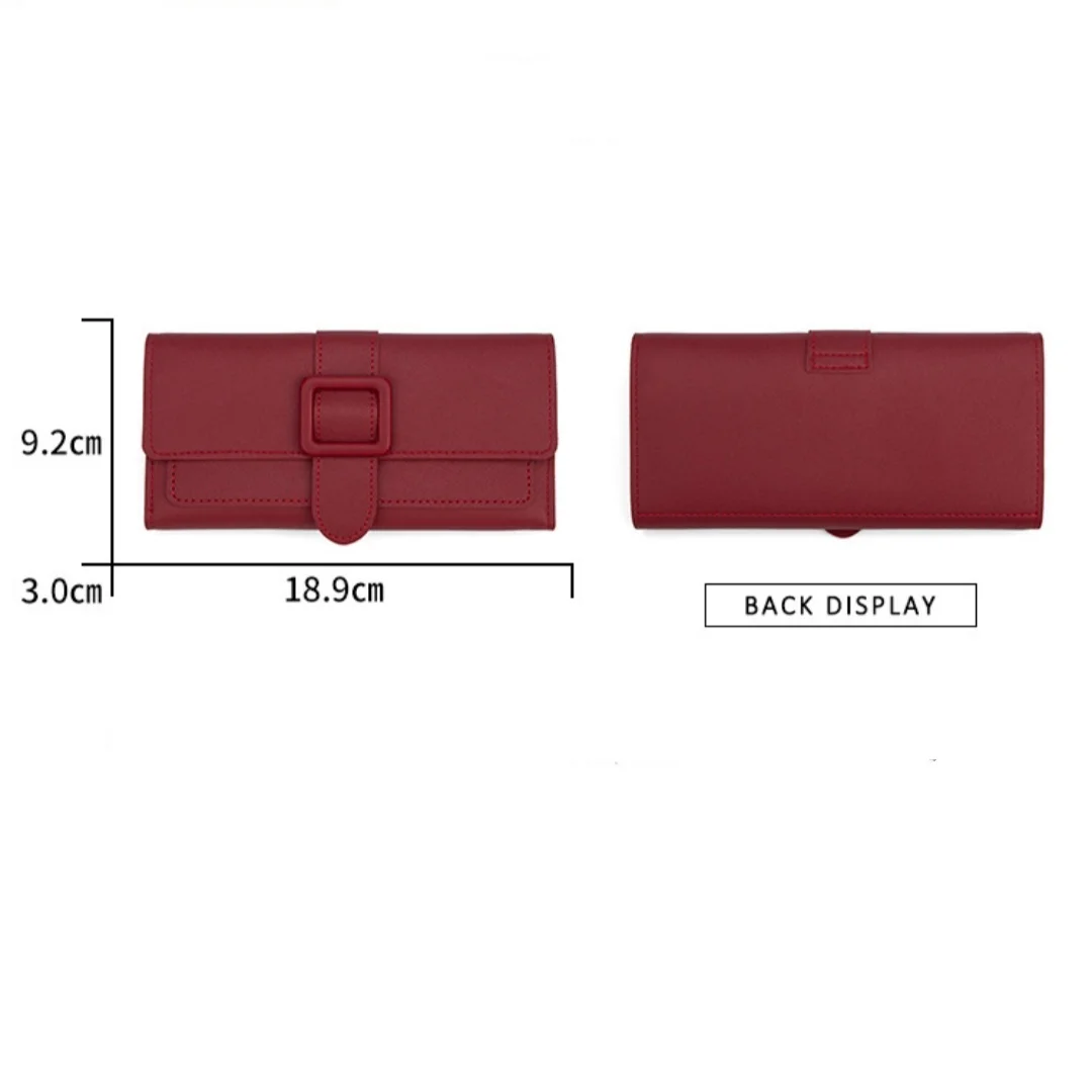 Fashion Women Long Wallet PU Leather Tri-Fold Clutch Buckle Money Bag Multi-card Slot Ladies Card Holder Zipper Coin Purses